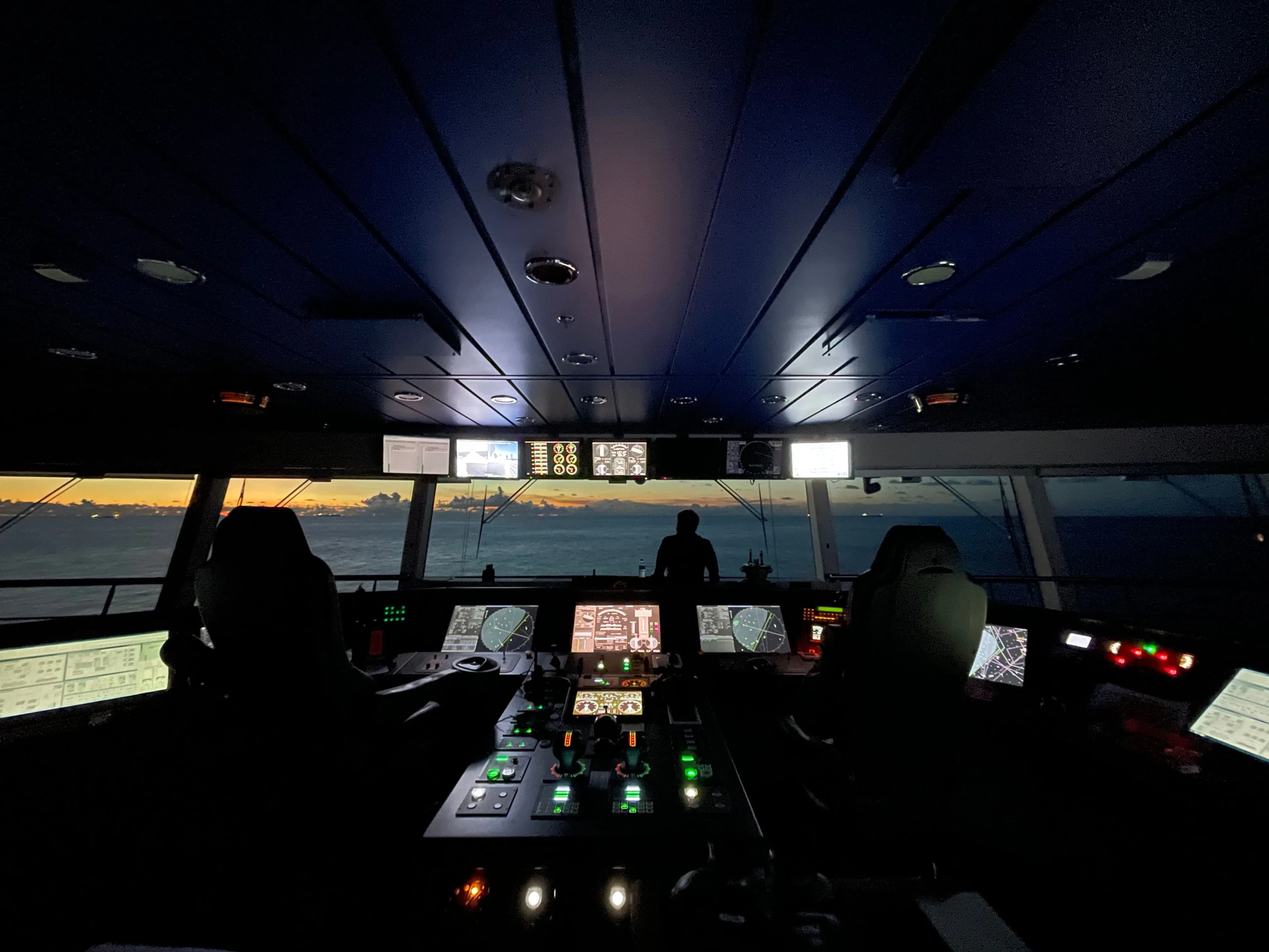 Transport control bridge coordinating navigation, signals, and movement across a complex operating environment
