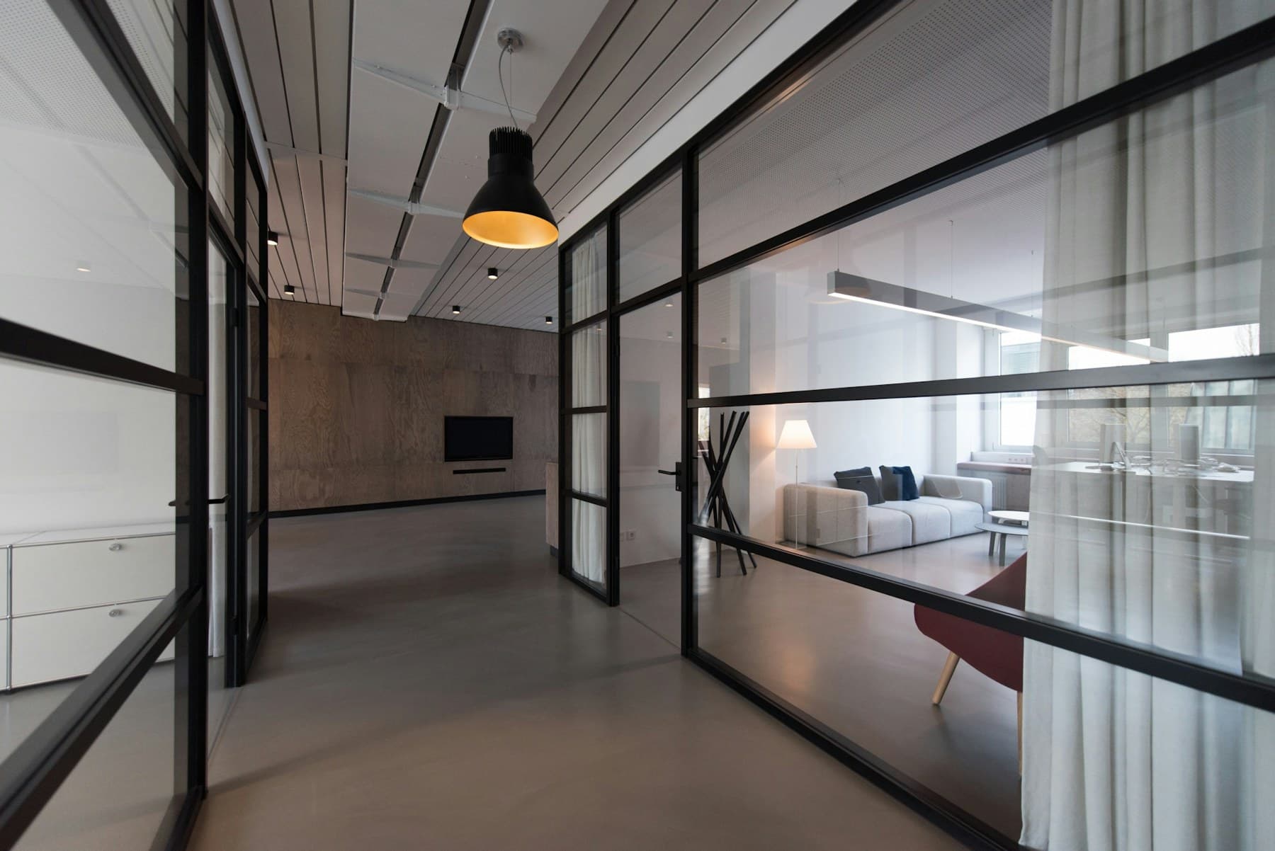 Calm modern office corridor with clean architectural access